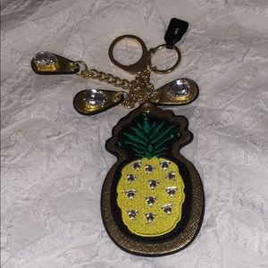 Pineapple key fob bag charm jeweled gold NWT’s